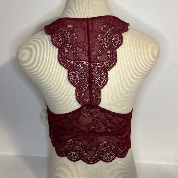 Zenana wine lace racerback bralette w/ pads L - Picture 2 of 9
